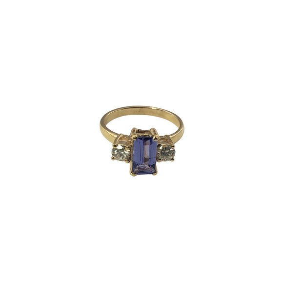 14 Karat Yellow Gold Amethyst and Diamond Ring Size 6 GAI Certified #12083 - Picture 2 of 8